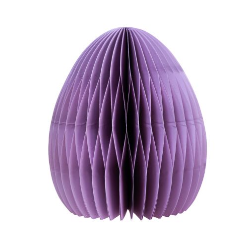 Article Oeufs en nid d&#39;abeille papier de Pâques debout vert jaune violet 20cm 3pcs