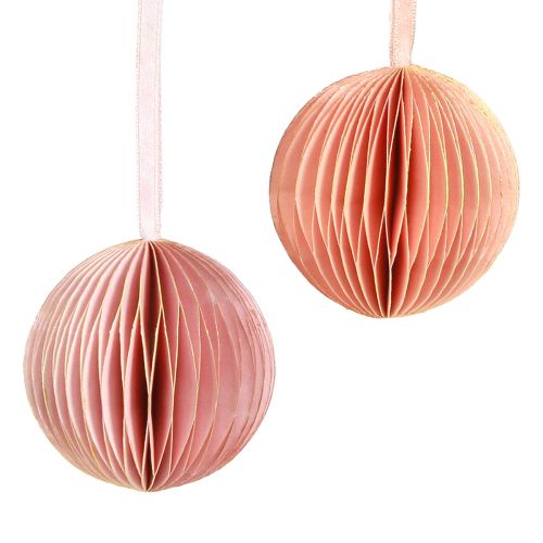 Article Boule nid d&#39;abeille décorations de Noël rose abricot Ø7cm 4 pcs