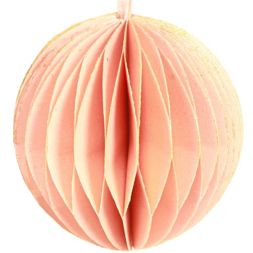 Article Boule nid d&#39;abeille décorations de Noël rose abricot Ø7cm 4 pcs