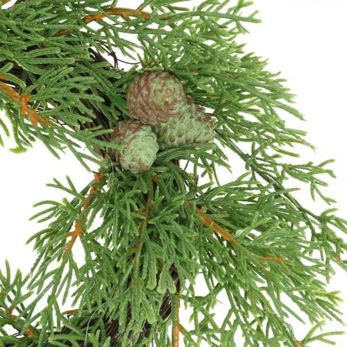 Couronne de genévrier artificielle, couronne décorative genévrier, cônes Ø25cm