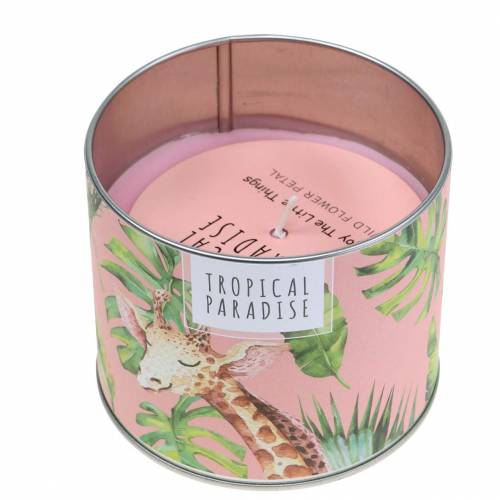 Floristik24 Bougie parfumée en canette forêt tropicale rose Ø9,5cm H8cm