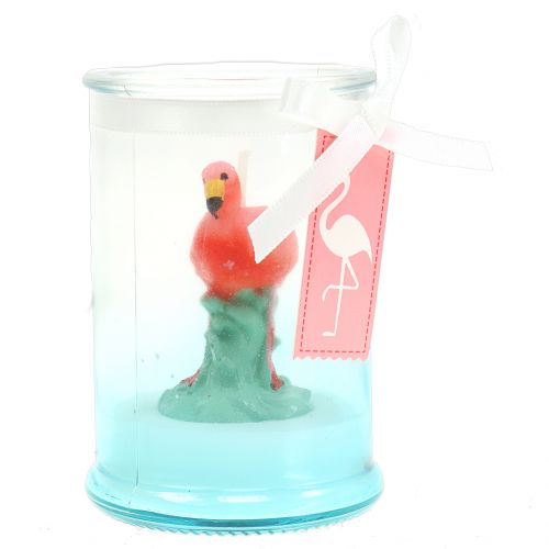 Floristik24 Lanterne en verre avec bougie flamant rose 9cm