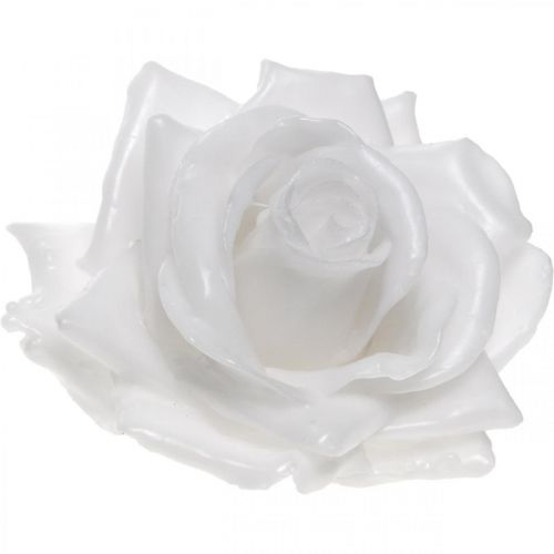 Floristik24 Cire rose blanche Ø10cm Fleur artificielle cirée 6pcs