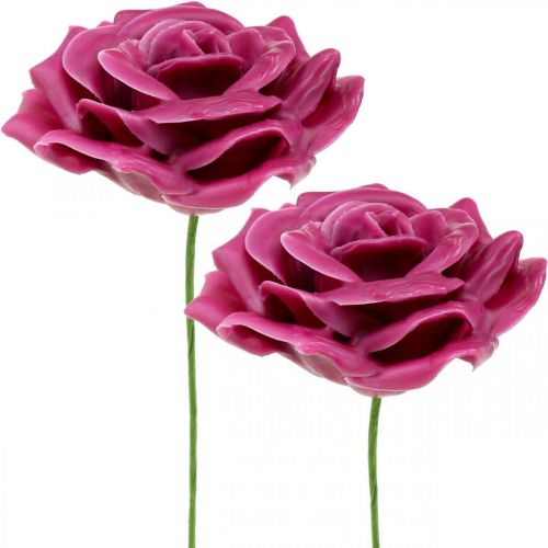Floristik24 Roses en cire roses décoratives wax rose Ø8cm 12 pcs