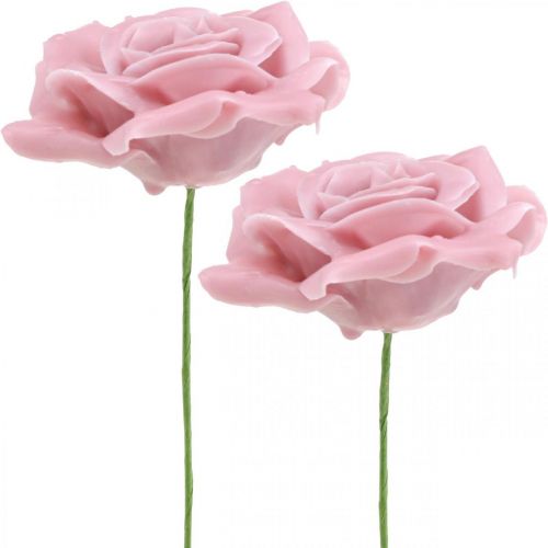 Floristik24 Roses en cire déco roses wax rose Ø8cm 12p