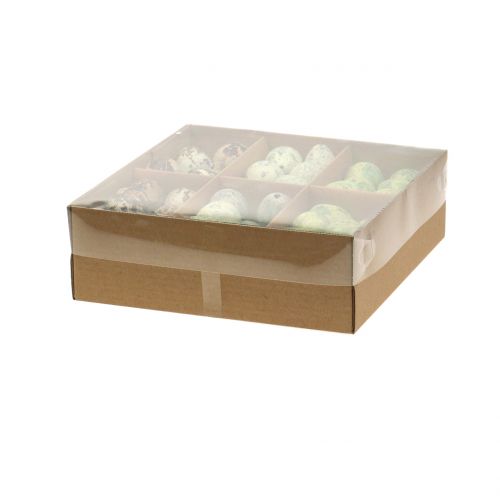 Floristik24 Oeufs de caille assortiment vert, nature 3cm 62pcs