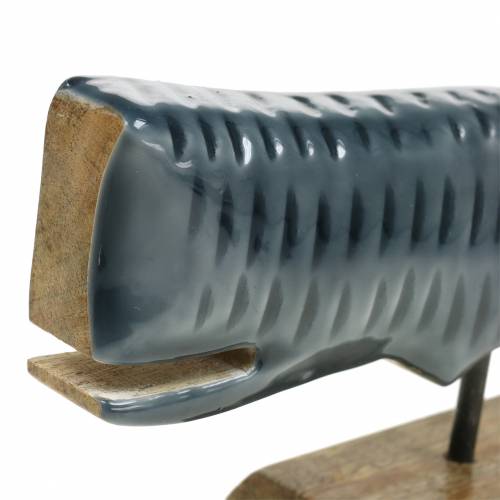 Article Baleine déco en bois avec socle gris, naturel 26cm