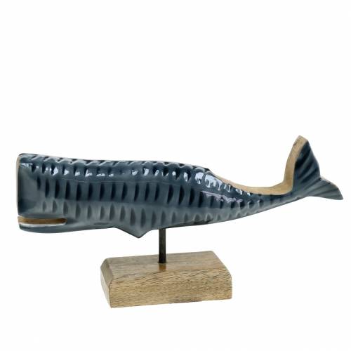 Floristik24 Baleine déco en bois avec socle gris, naturel 26cm