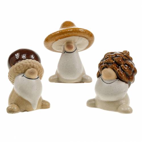 Floristik24 Set de figurines en céramique gnomes des forêts fruits d&#39;automne 6 - 6,3cm marron / jaune 3pcs