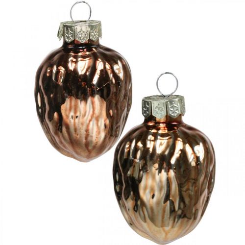 Article Ornements de sapin de Noël noyer déco pendentif verre 4.5cm 6pcs