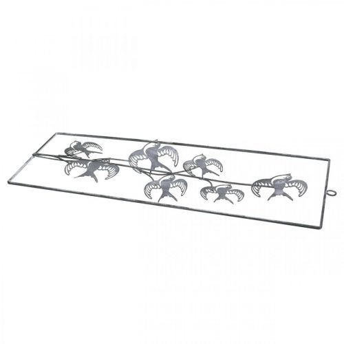 Article Décoration en métal à suspendre, hirondelles, décoration murale Argent, blanc lavé H47,5cm
