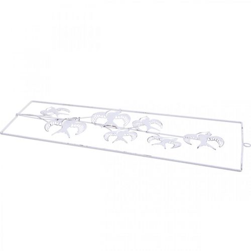 Article Décoration hirondelle, décoration murale en métal, oiseaux à suspendre blanc, argenté shabby chic H47,5 cm