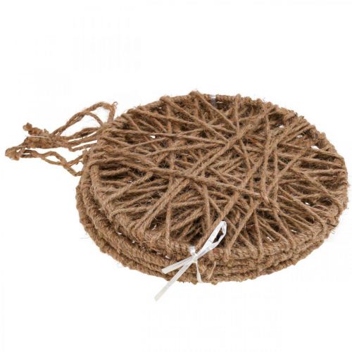 Floristik24 Décoration murale style bohème, anneau décoratif ruban de jute Ø23cm 5pcs