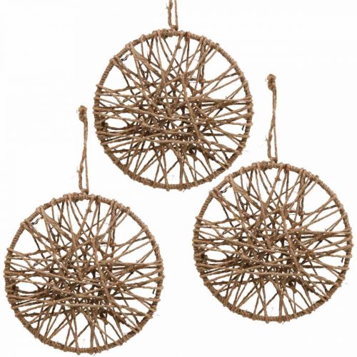 Floristik24 Décoration murale style bohème, anneau décoratif ruban de jute Ø23cm 5pcs