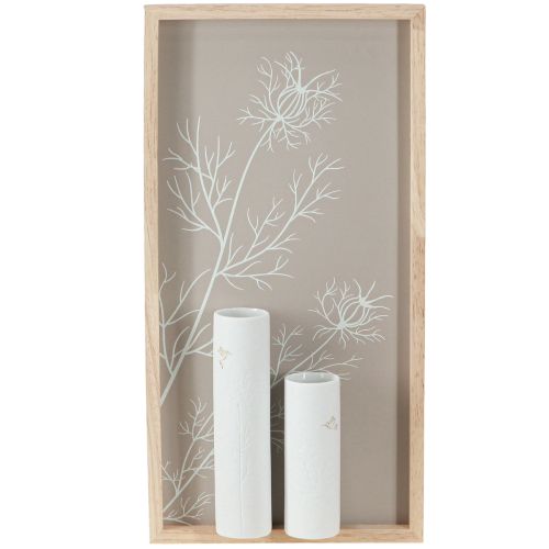 Décoration Murale Murale Bois Mini Vases Céramique Blanc H35cm