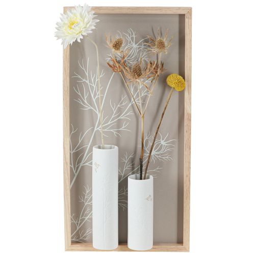 Article Décoration Murale Murale Bois Mini Vases Céramique Blanc H35cm