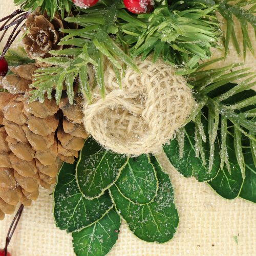 Article Décoration murale cloche de Noël en jute assortie H20cm 2pcs