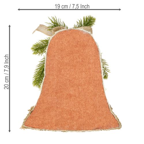 Article Décoration murale cloche de Noël en jute assortie H20cm 2pcs