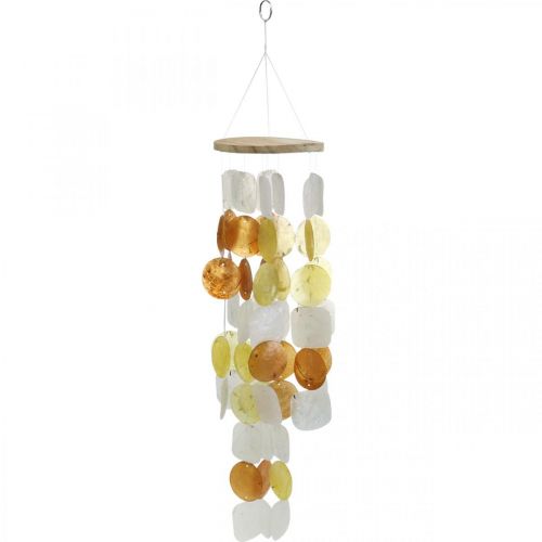 Carillons à vent avec coquillages capiz, décoration naturelle, coquillage mobile L85cm Ø13cm