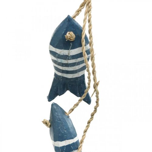 Article Cintre déco maritime poisson en bois à suspendre petit bleu foncé L31cm