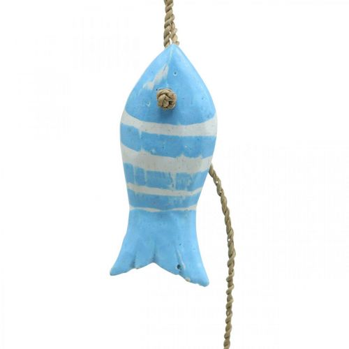 Cintre déco maritime poisson en bois à suspendre petit bleu clair L31cm