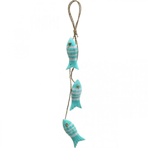 Floristik24 Cintre déco maritime poisson en bois à suspendre petit turquoise L31cm