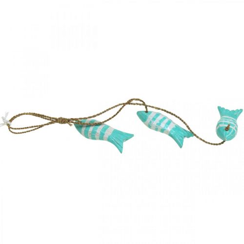 Floristik24 Cintre déco maritime poisson en bois à suspendre petit turquoise L31cm