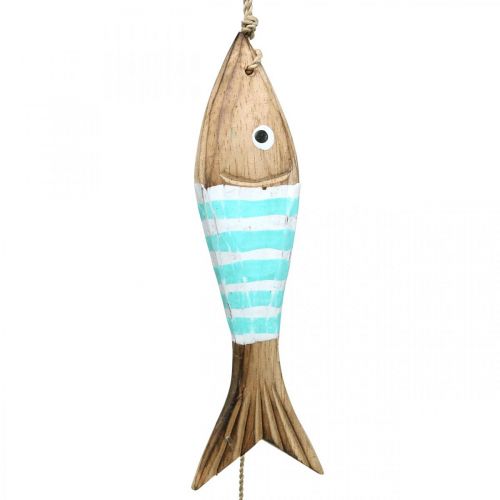 Floristik24 Cintre décoratif maritime poisson en bois à suspendre turquoise L123cm