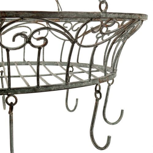Floristik24 Panier en métal décoré à suspendre 63 cm gris-brun
