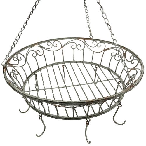 Floristik24 Panier en métal décoré à suspendre 63 cm gris-brun