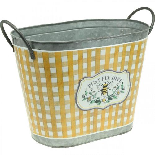 Article Cache-pot ovale abeille damier décoration d&#39;été jardinière 38×24×29cm