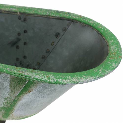 Floristik24 Baignoire décorative en métal utilisé argent, vert 44,5cm x18,5cm x 15,3cm