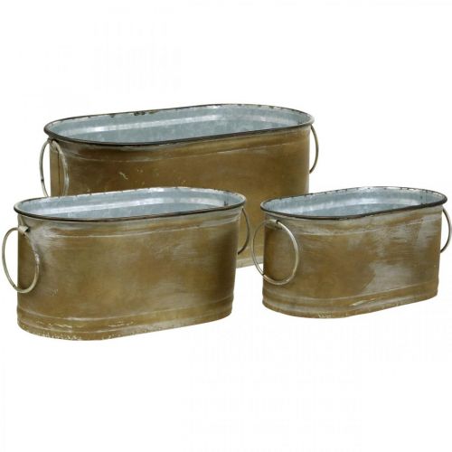 Floristik24 Set Jardinière Métal Pot Vintage Rétro L22.5cm/27cm/31cm