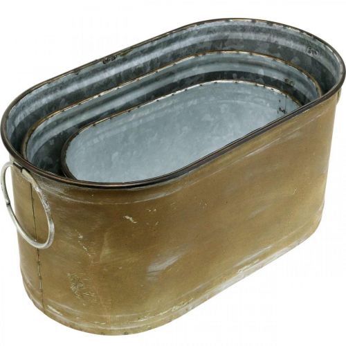Article Set Jardinière Métal Pot Vintage Rétro L22.5cm/27cm/31cm