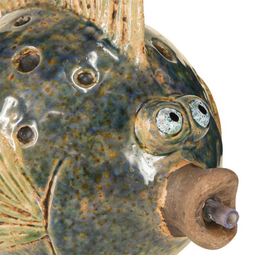 Article Figurine Gargouille Poisson en céramique Bleu Marron 20×11×13,5cm