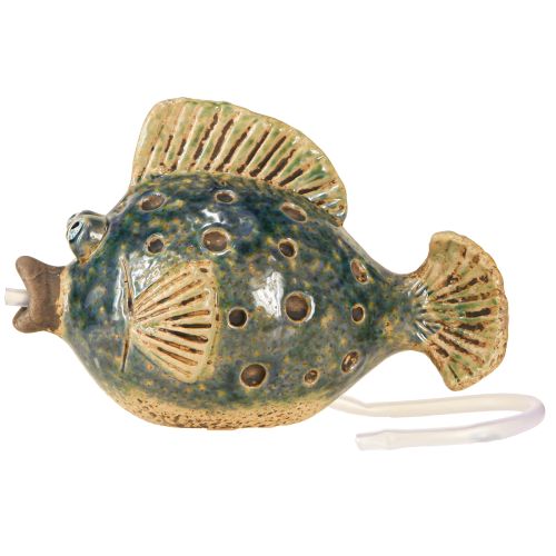 Floristik24 Figurine Gargouille Poisson en céramique Bleu Marron 20×11×13,5cm