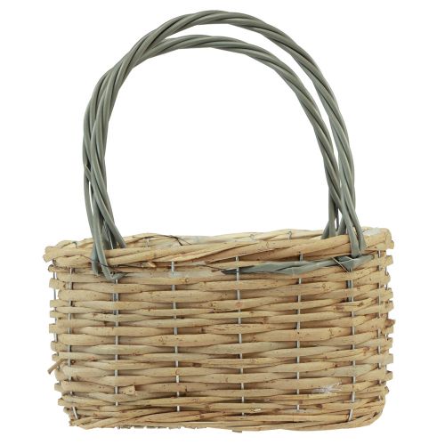 Article Panier en osier panier à plantes gris naturel 21x10x12cm