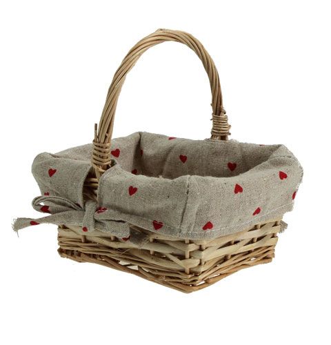 Floristik24 Panier en osier avec incrustation de tissu 15x11,5cm