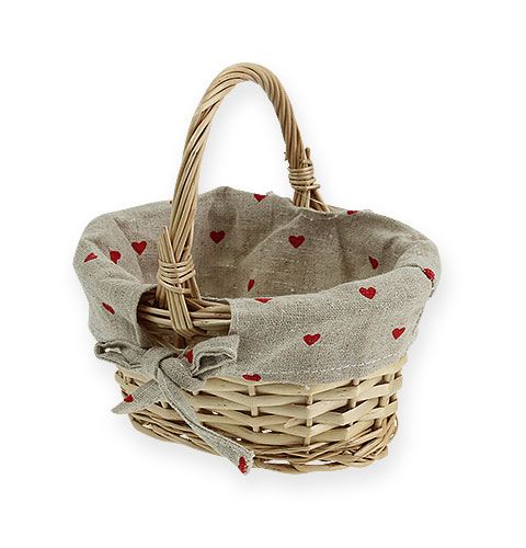 Floristik24 Panier en osier ovale avec incrustation de tissu 15,5 cm