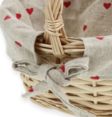 Floristik24 Panier en osier rond avec incrustation de tissu 14 cm