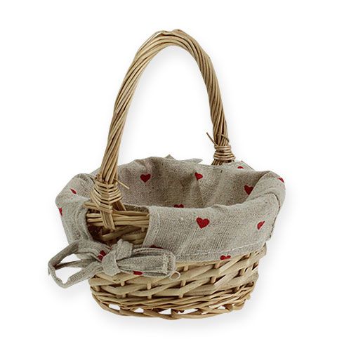 Floristik24 Panier en osier rond avec incrustation de tissu 14 cm
