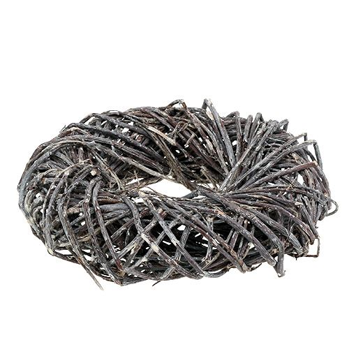 Floristik24 Couronne en osier Ø28cm Gris, lavé