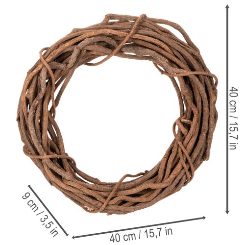 Couronne en osier naturel, idéale pour la confection de couronnes artisanales en art floral, 40 cm | Floristik24.be