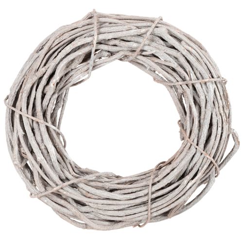 Couronne décorative en osier, composée de branches blanchies à la chaux, 40 cm