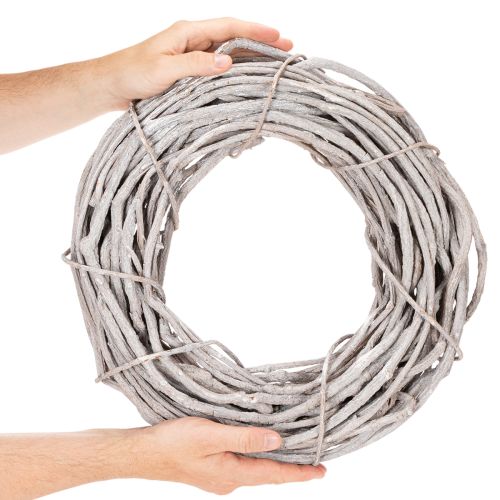 Couronne décorative en osier, composée de branches blanchies à la chaux, 40 cm | Floristik24.be
