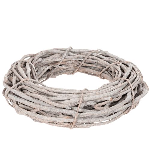 Couronne décorative en osier, composée de branches blanchies à la chaux, 40 cm | Floristik24.be
