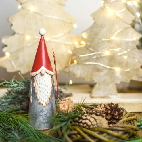 Floristik24 Lutin de Noël avec étoile 18cm rouge, métal gris 2pcs