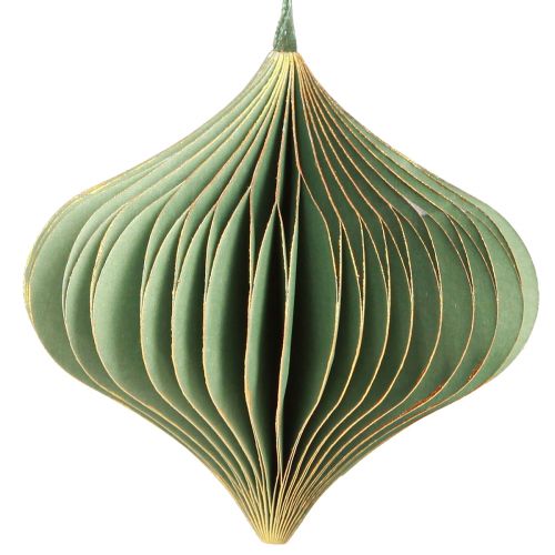 Article Pendentif de Noël décoration en papier vert or Ø8cm 4 pcs