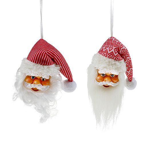 Floristik24 Pendentif de Noël Tête de Père Noël 14cm, 20cm 2pcs