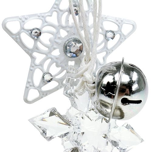 Floristik24 Pendentif Etoile de Noël, Sapin de Noël blanc 25cm 2pcs
